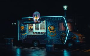 a stylish neon food truck