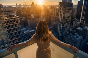 woman on top of a building